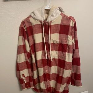 American Eagle women’s oversized hooded flannel